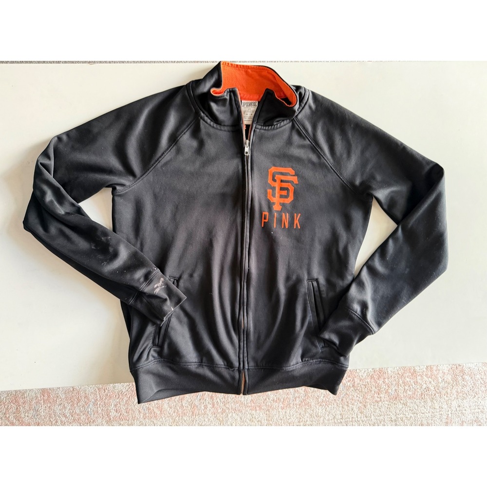 Victoria's Secret PINK San Francisco Giants Track Jacket Black Orange Women M